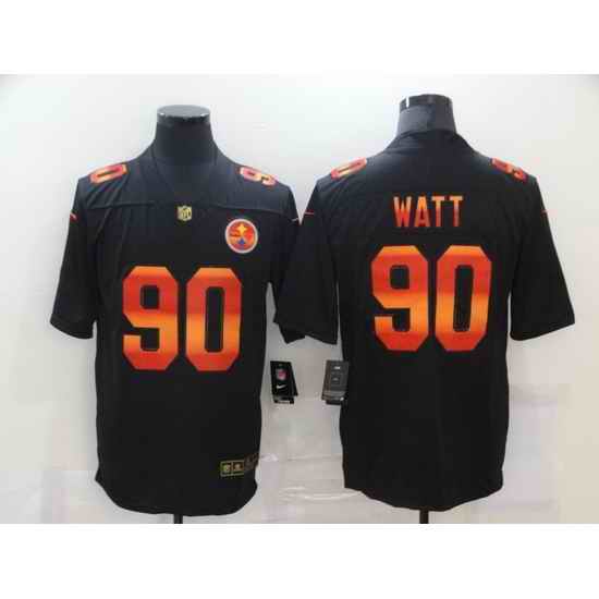 Nike Pittsburgh Steelers 90 T J  Watt Black Colorful Fashion Limited Jersey